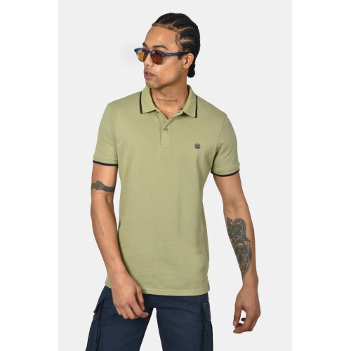 Polo 100% Cotton with Striped Trims